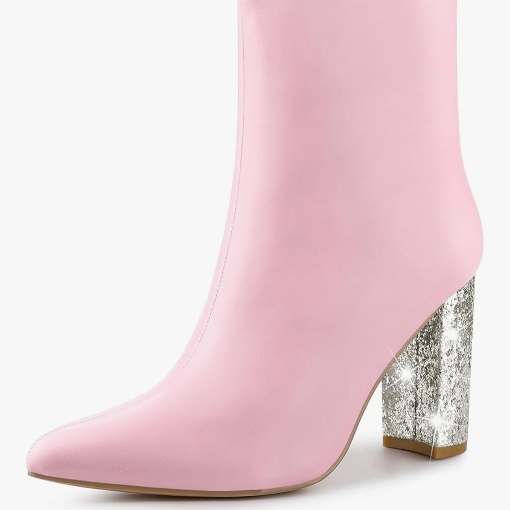 NWOT Perphy Brand Pink With Silver Sequin Heels Size 10